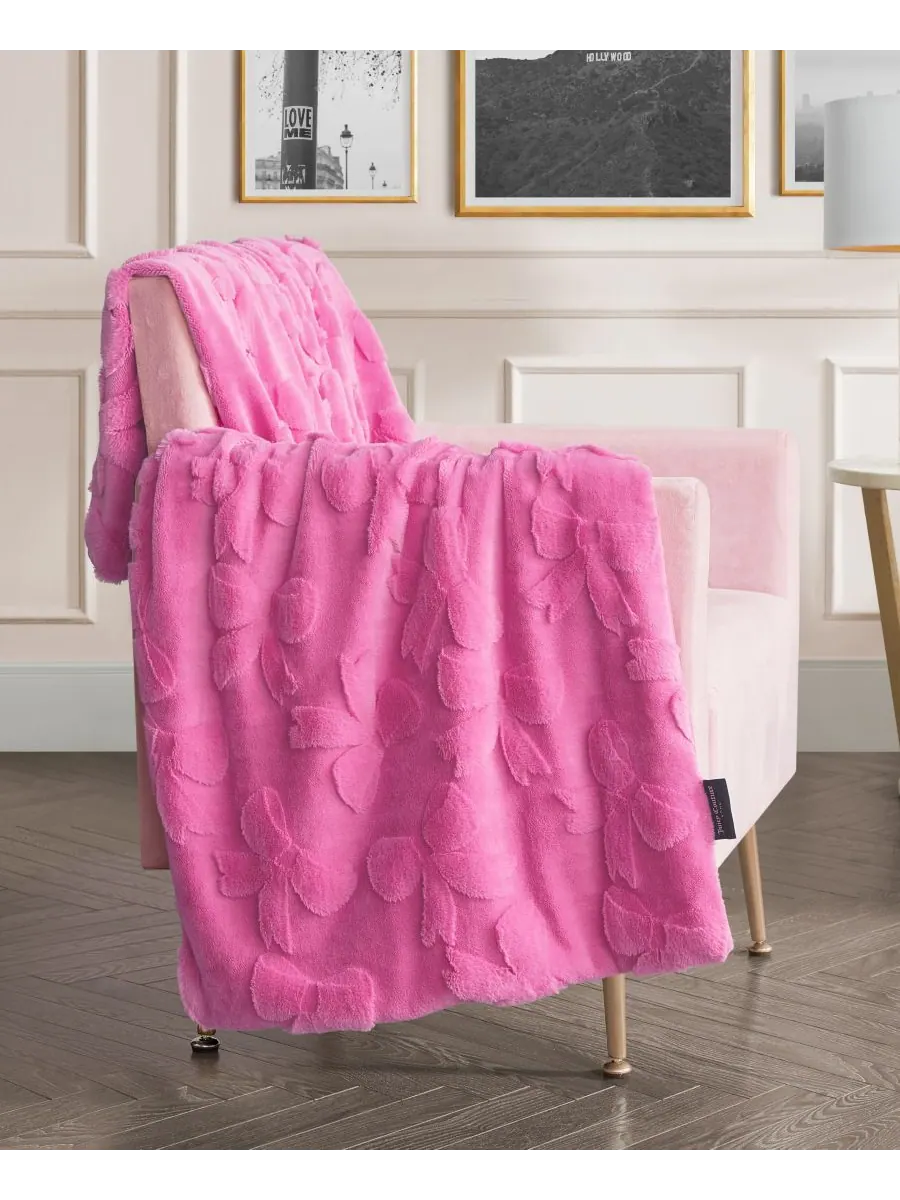 Плед из искусственного меха, 50 x 70 дюймов Juicy Couture — изображение 2 из 5, розовый