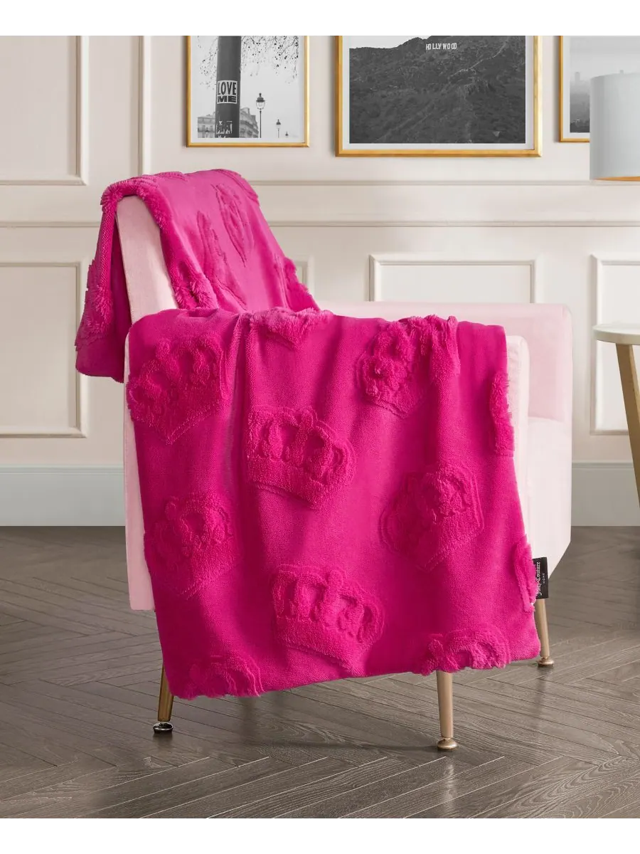 Плед из искусственного меха, 50 x 70 дюймов Juicy Couture — изображение 2 из 5, розовый