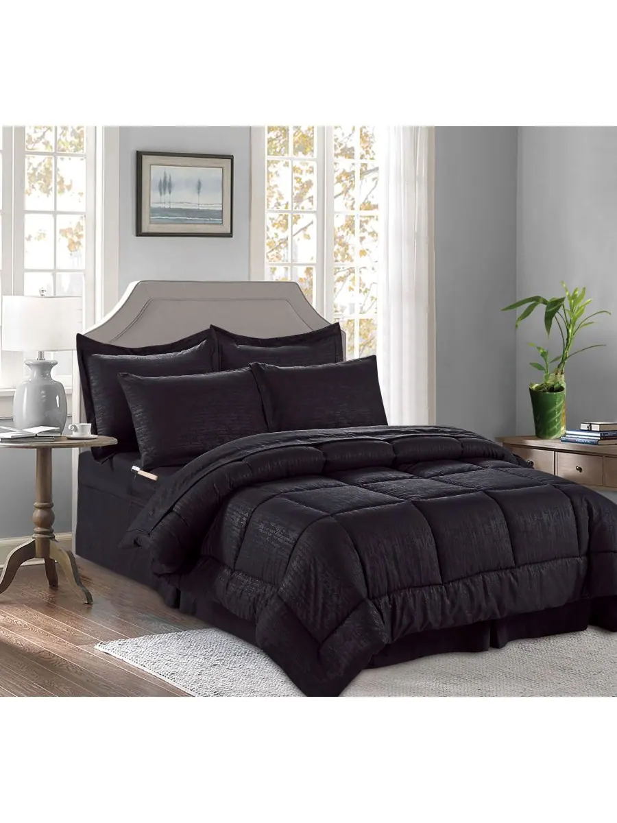Комплект постельного белья Bamboo Pinted из 6 предметов, размер Full/Queen Elegant Comfort — изображение 6 из 6, белый