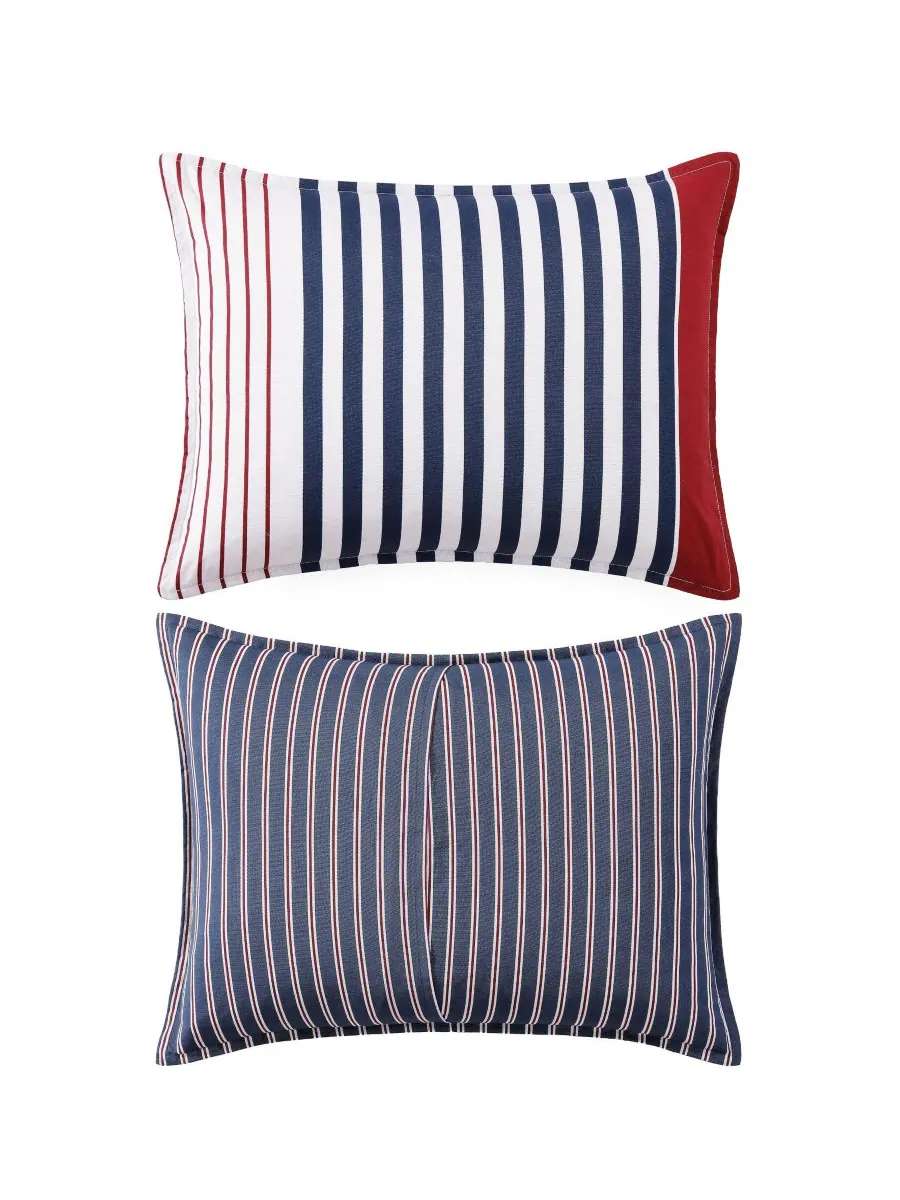 Tommy Hilfiger комплект постельного белья Бруклин из хлопка в полоску размер Twin, 2 предмета — изображение 3 из 8, красный
