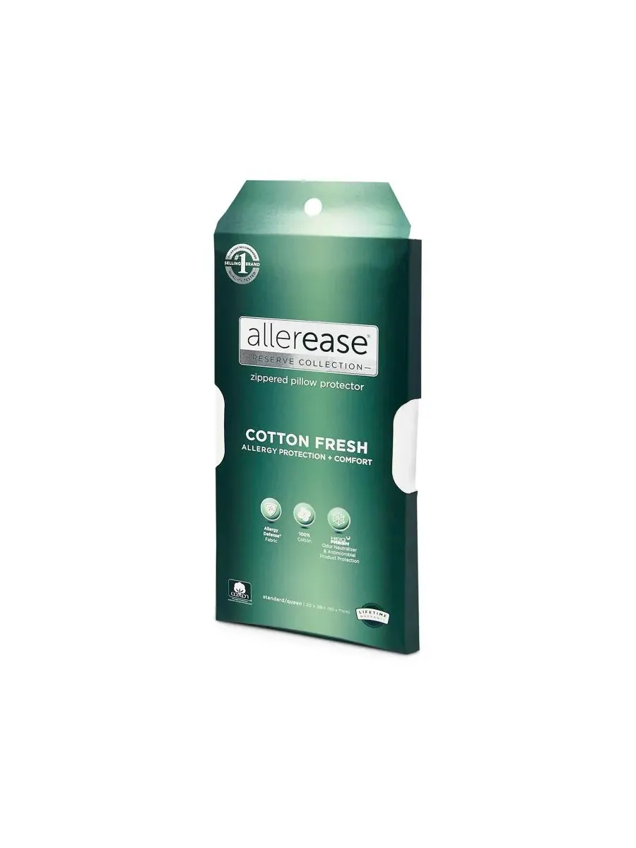 Наволочка Reserve Cotton Fresh, стандартный/королевский размер Allerease — изображение 2 из 3, белый