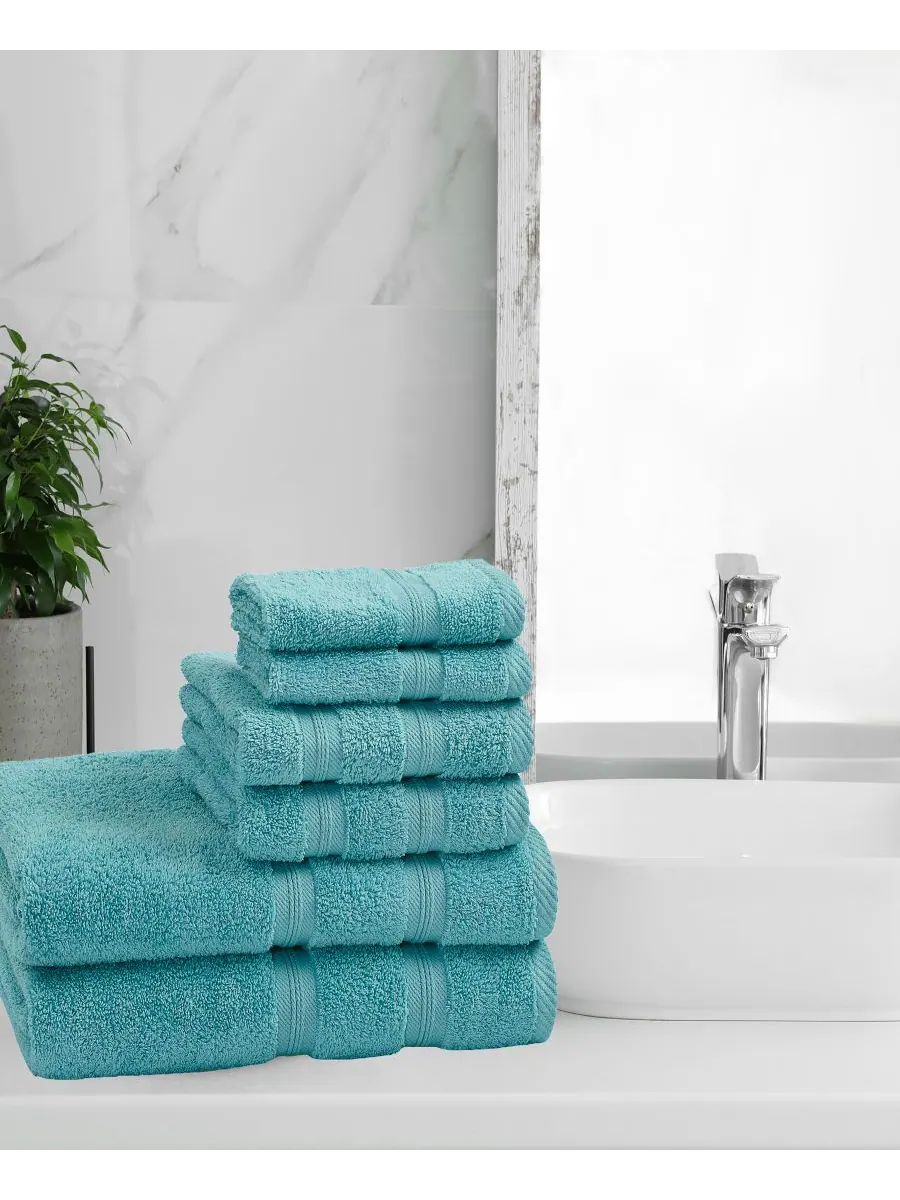 Набор из 6 полотенец Smart Dry Zero Twist Cotton разных цветов Superior — изображение 5 из 8, бирюзовый
