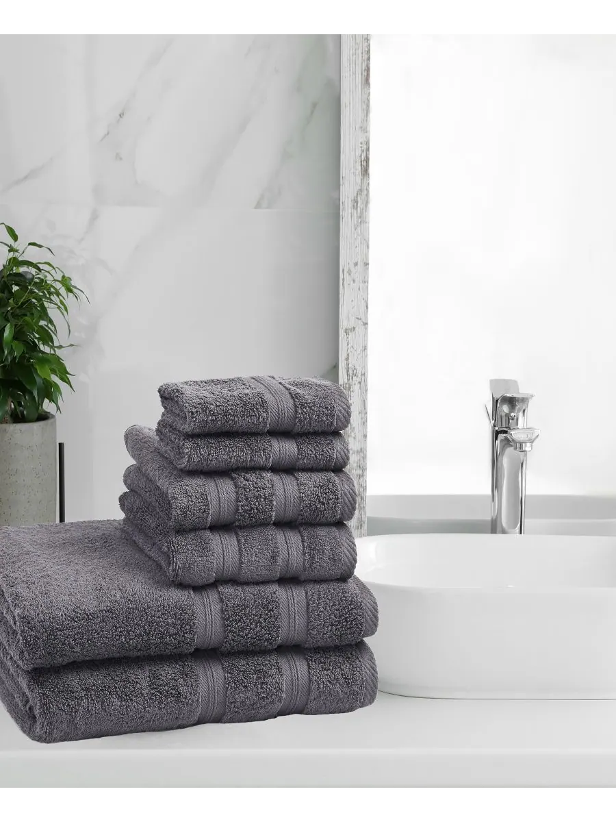Набор из 6 полотенец smart dry zero twist cotton разных цветов Superior — изображение 5 из 8, серый