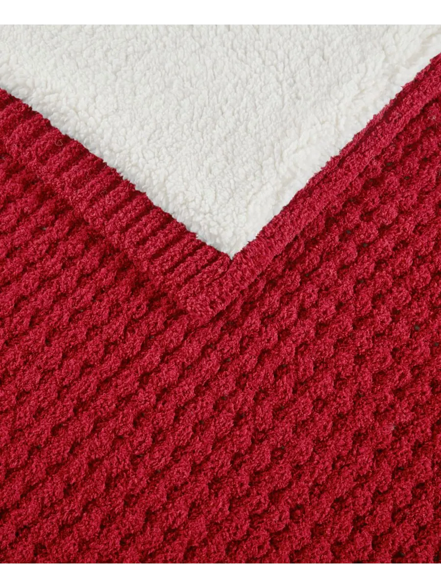 Плед Rowan из вафельной хлопчатобумажной ткани с синелью, 50 x 60 дюймов Madison Park — изображение 7 из 10, красный