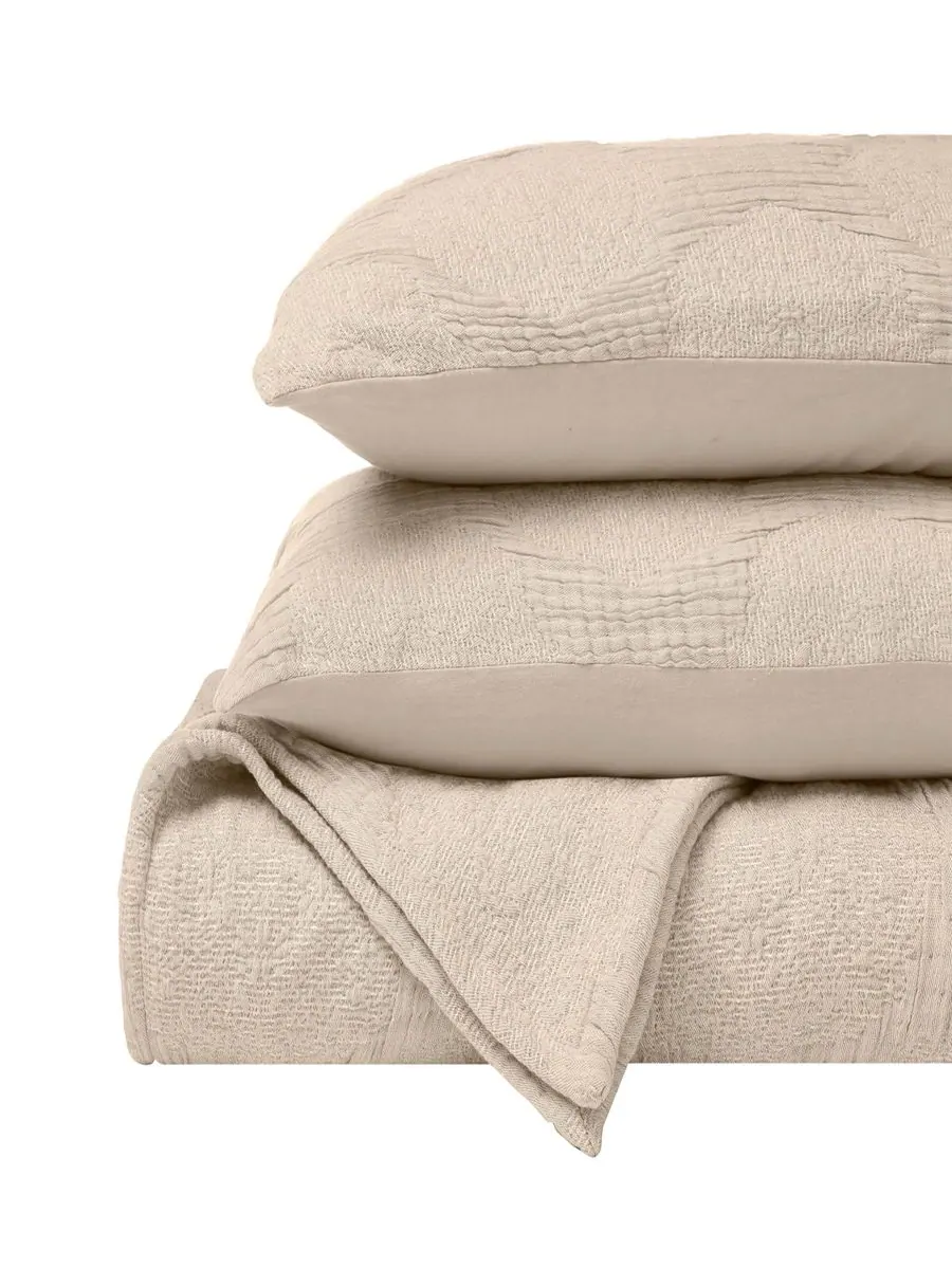 Комплект постельного белья Tanta Crinkle Woven из 3 предметов, размер King Superior — изображение 2 из 6, бежевый