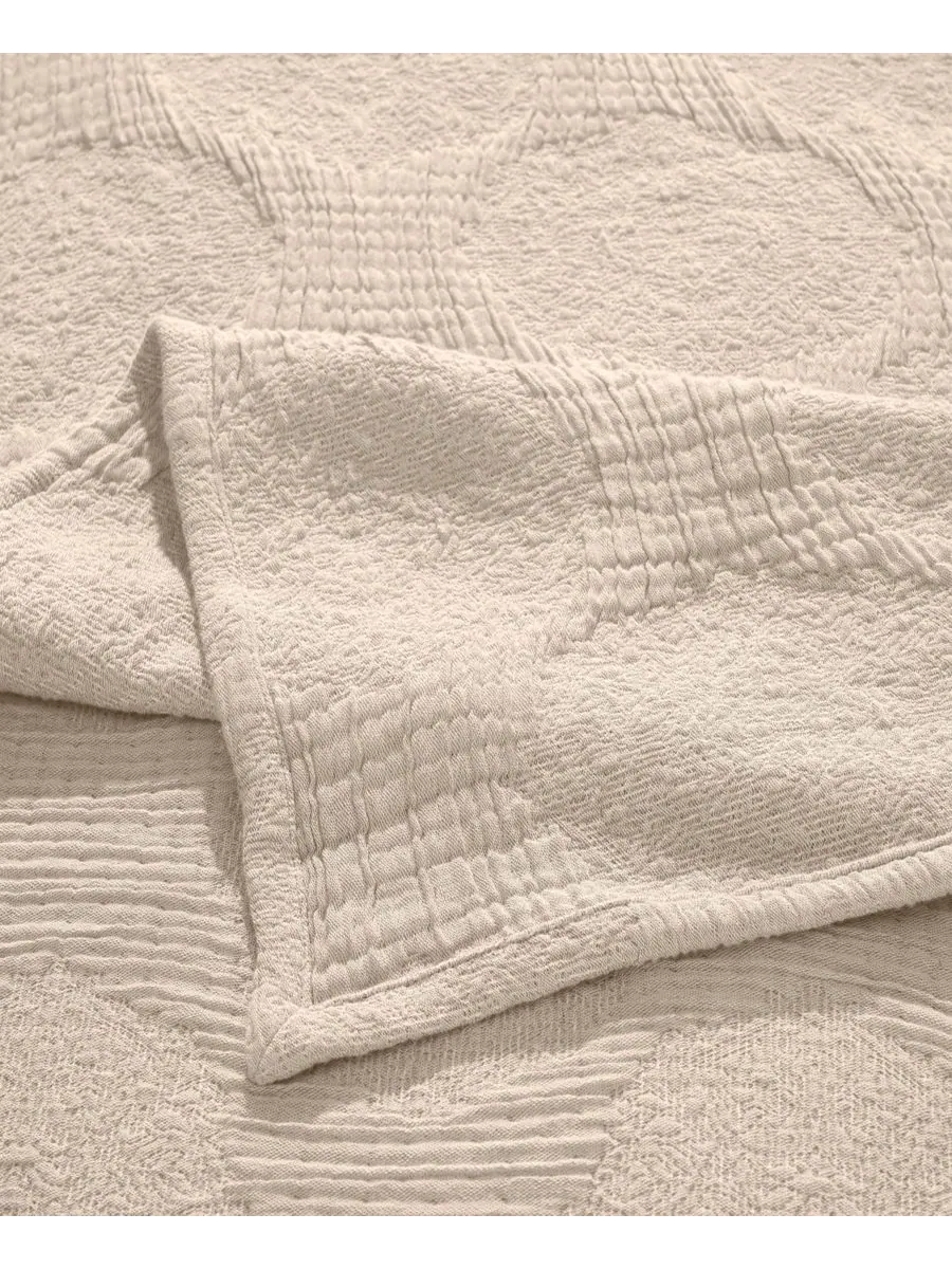 Комплект постельного белья Tanta Crinkle Woven из 3 предметов, размер King Superior — изображение 3 из 6, бежевый