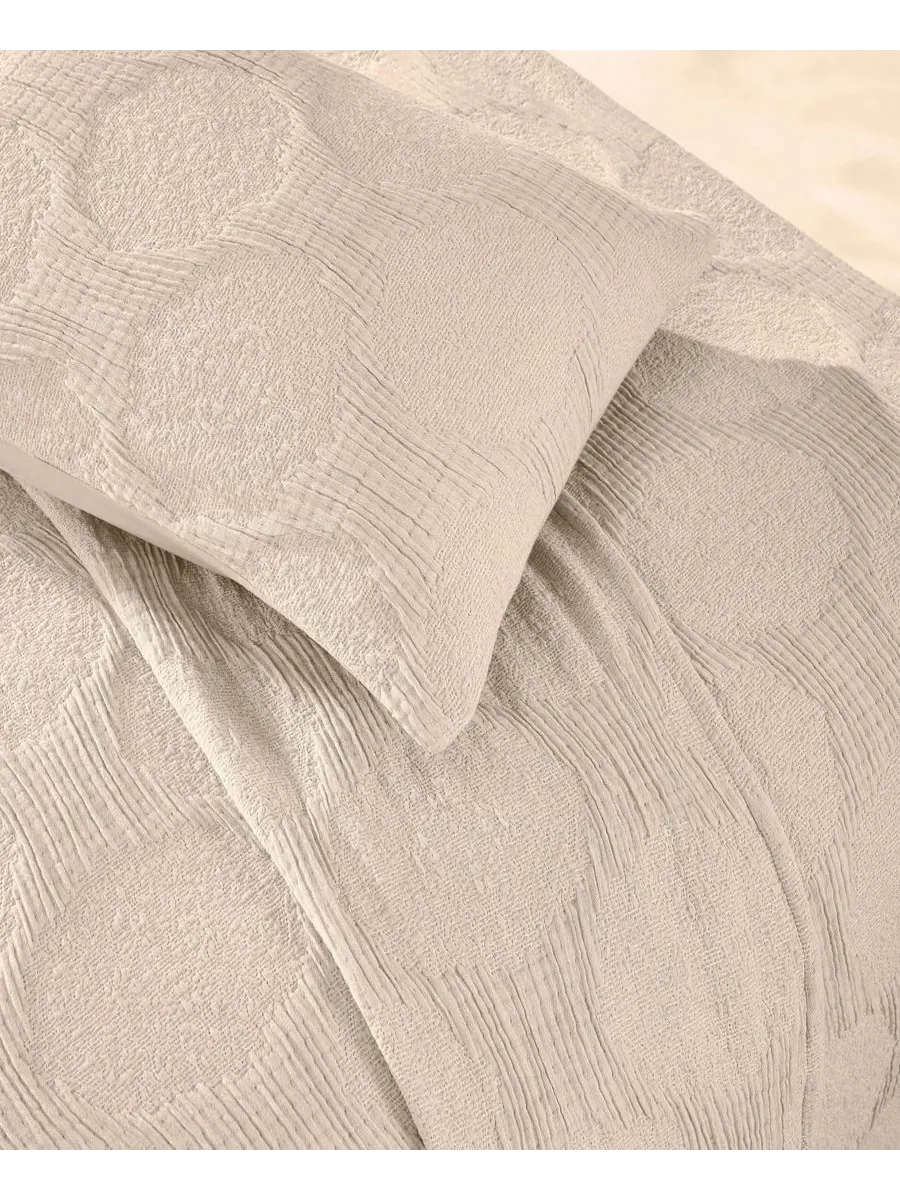 Комплект постельного белья Tanta Crinkle Woven из 3 предметов, размер King Superior — изображение 4 из 6, бежевый
