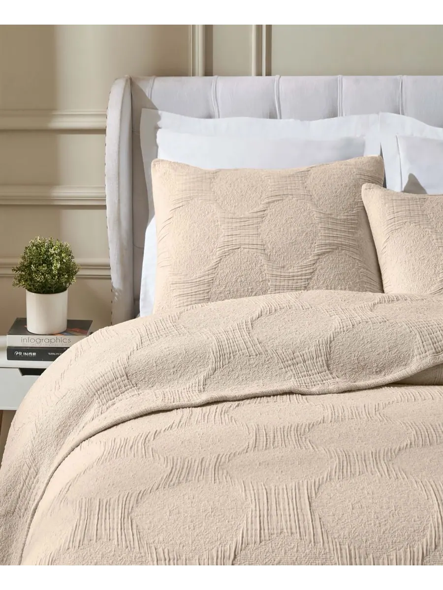 Комплект постельного белья Tanta Crinkle Woven из 3 предметов, размер King Superior — изображение 6 из 6, бежевый