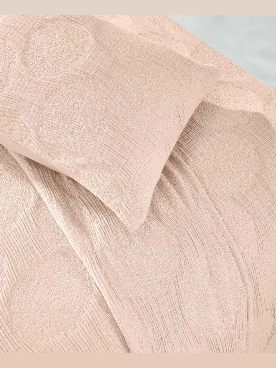 Комплект постельного белья Tanta Crinkle Woven из 3 предметов, размер King Superior — изображение 4 из 6, пудровый розовый