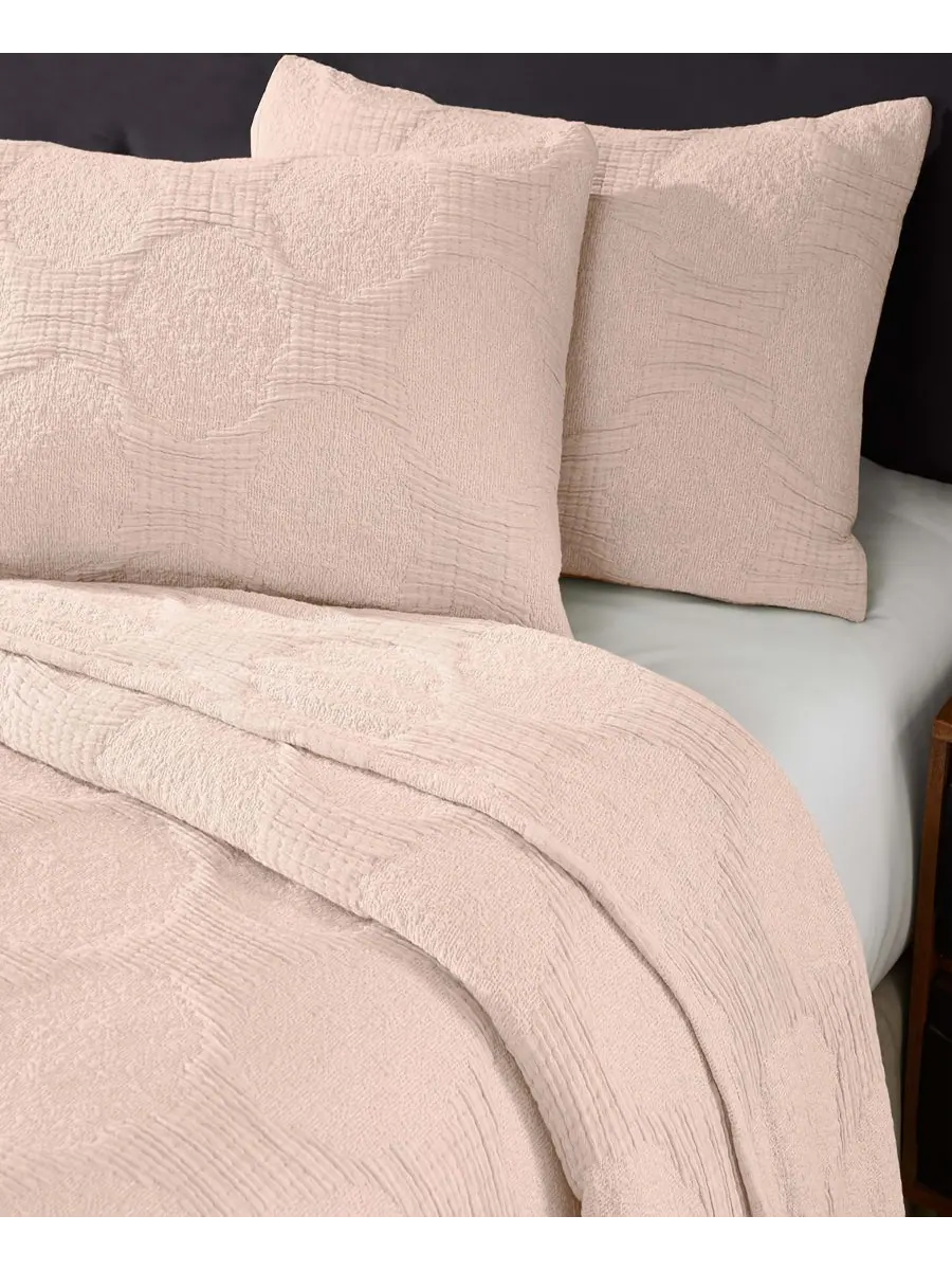 Комплект постельного белья Tanta Crinkle Woven из 3 предметов, размер King Superior — изображение 5 из 6, пудровый розовый