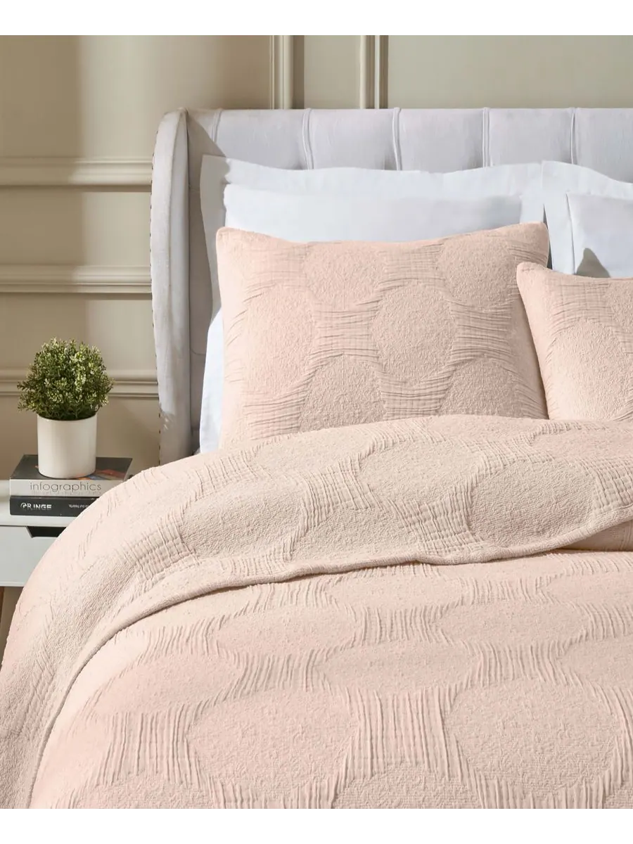 Комплект постельного белья Tanta Crinkle Woven из 3 предметов, размер King Superior — изображение 6 из 6, пудровый розовый