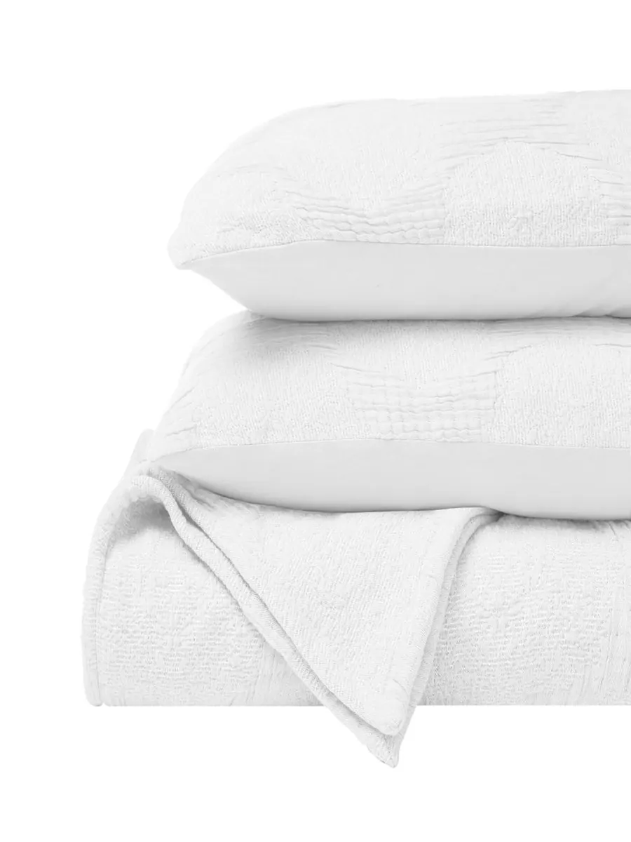 Комплект постельного белья Tanta Crinkle Woven из 3 предметов, размер King Superior — изображение 2 из 5, белый