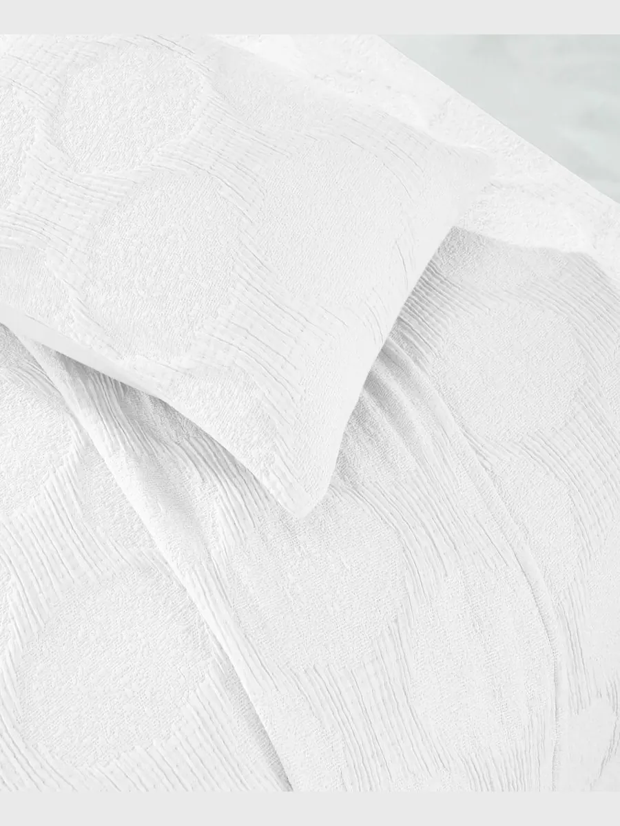 Комплект постельного белья Tanta Crinkle Woven из 3 предметов, размер King Superior — изображение 4 из 5, белый