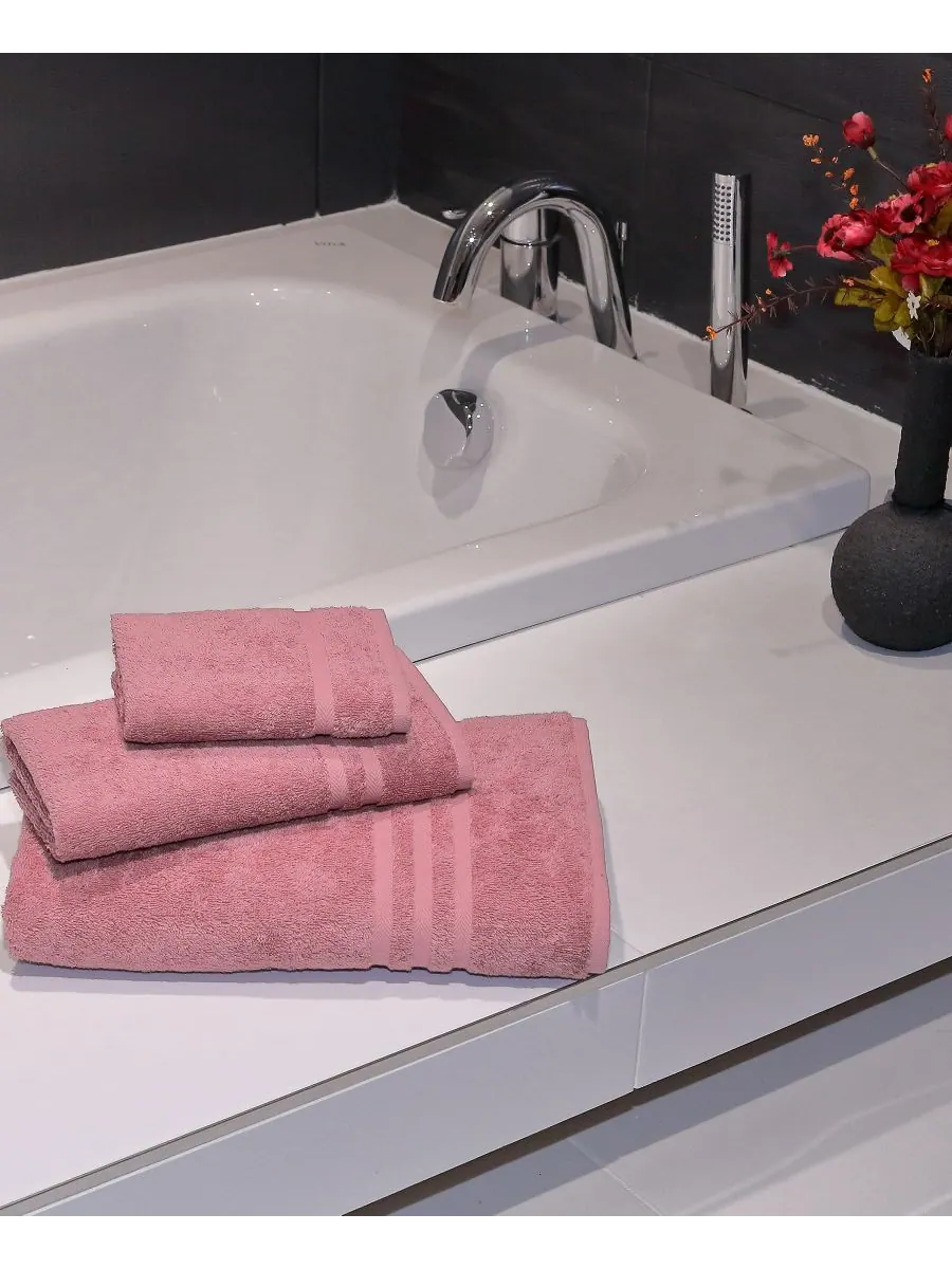 Набор полотенец denzi из 3 предметов Linum Home — изображение 3 из 3, розовый