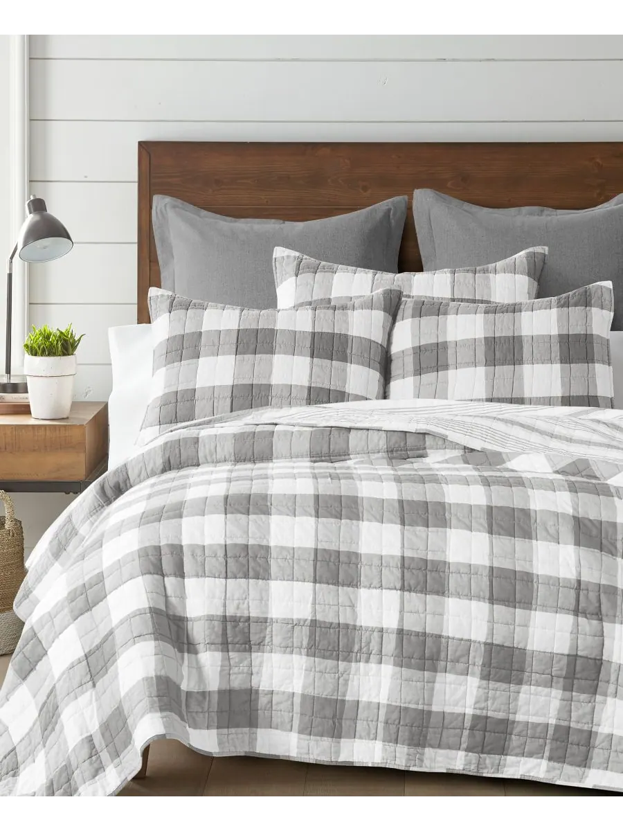 Комплект постельного белья camden buffalo check из 3 предметов, размер queen. Levtex — изображение 2 из 5, серый