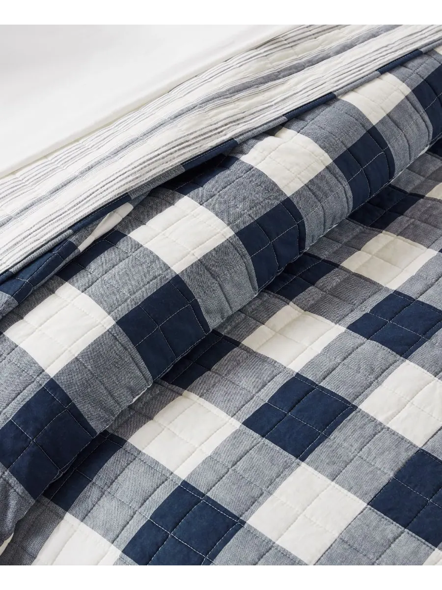 Комплект постельного белья Camden Buffalo Check из 3 предметов, размер Queen Levtex — изображение 3 из 6, темно-синий