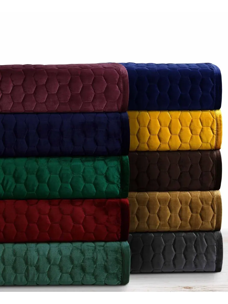 Комплект постельного белья Lugano Honeycomb Velvet Oversized Solid из 3 предметов, размер Queen — изображение 2 из 2, синий