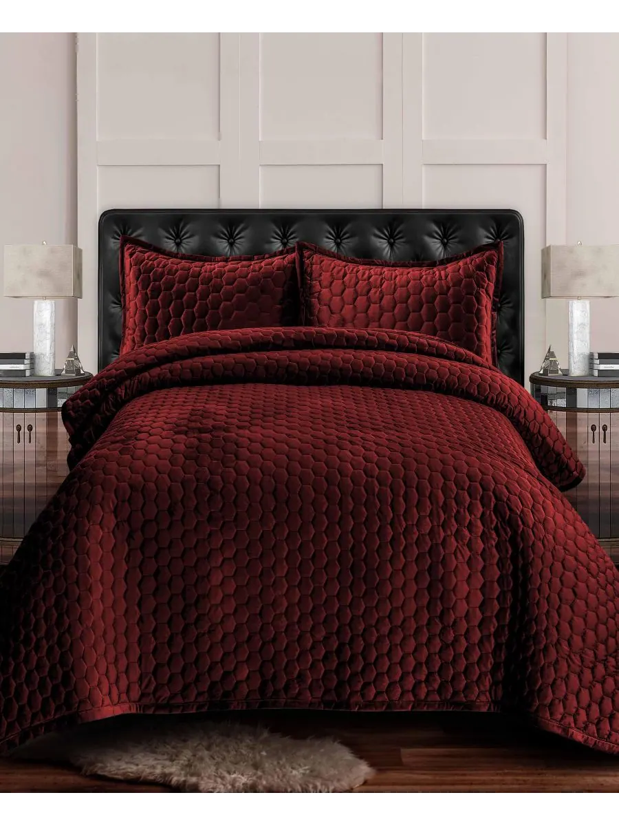Комплект постельного белья Lugano Honeycomb Velvet Oversized Solid из 3 предметов, размер Queen — изображение 1 из 2