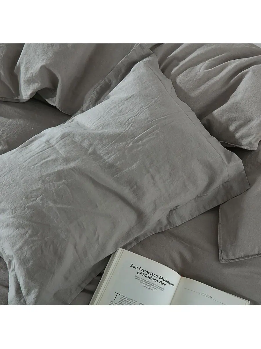 Комплект пододеяльника из льна, King/CalKing Egyptian Linens — изображение 2 из 2, серый