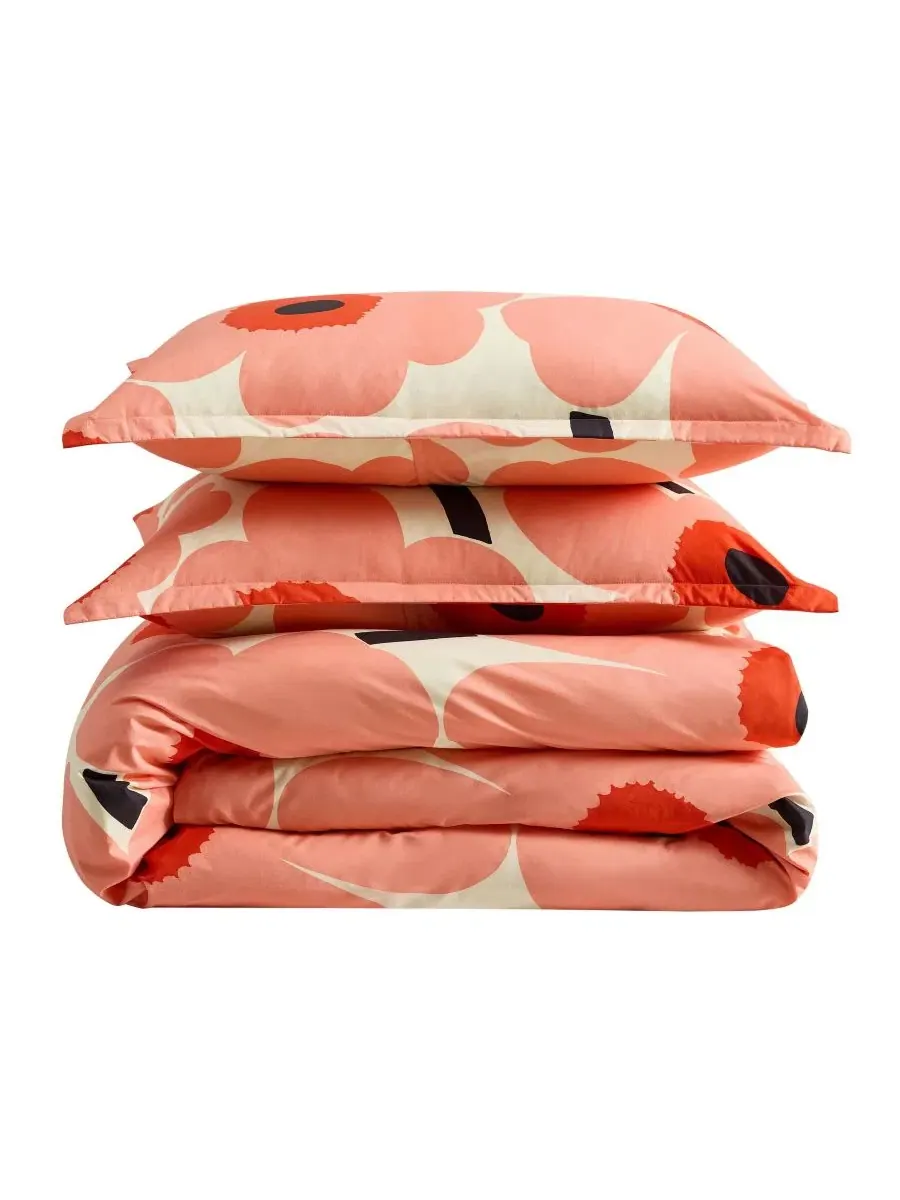 Комплект стеганого одеяла с принтом Unikko Marimekko — изображение 6 из 7, коралл