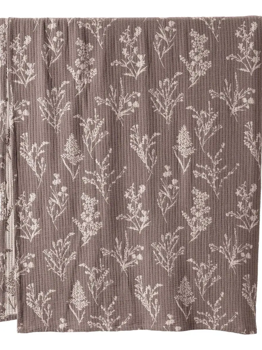 Покрывало из хлопка с эластаном, модель Textured Coverlet Lands' End — изображение 2 из 4, темный коричневый