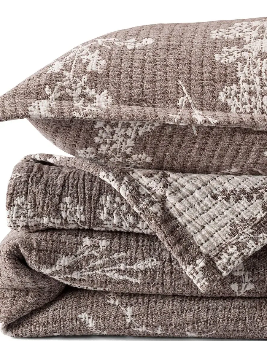 Покрывало из хлопка с эластаном, модель Textured Coverlet Lands' End — изображение 4 из 4, темный коричневый