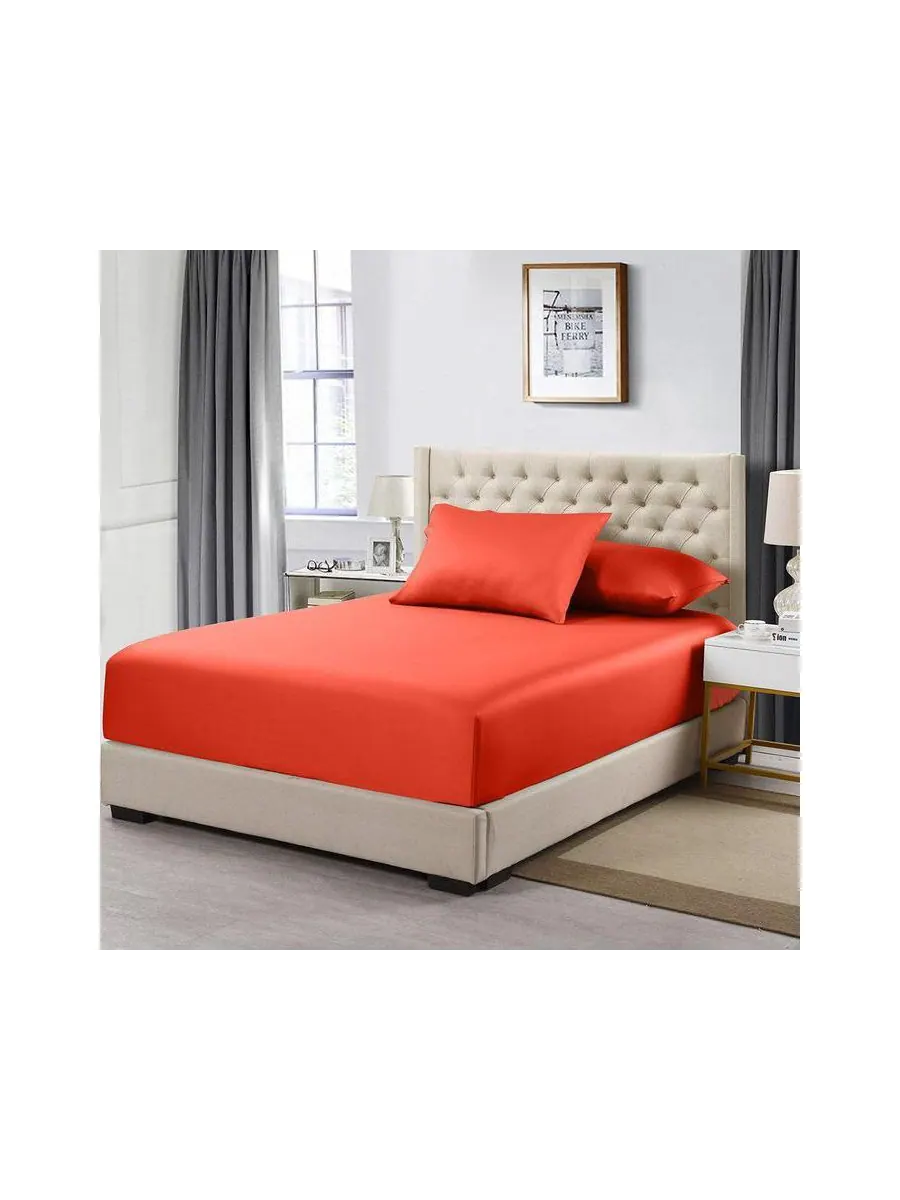 Смесовая простыня из бамбукового хлопка, размер Twin XL Egyptian Linens — изображение 1 из 2, коралл