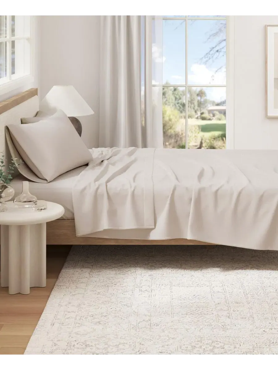 Простыня на резинке из органического хлопка Sand Linery & Co — изображение 2 из 6, бежевый