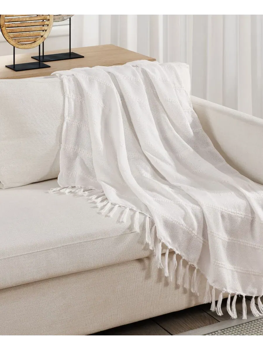 Плед с классической горизонтальной полосой, 127 x 152 см, Reef Coastal Throw Salt Life — изображение 2 из 3, белый