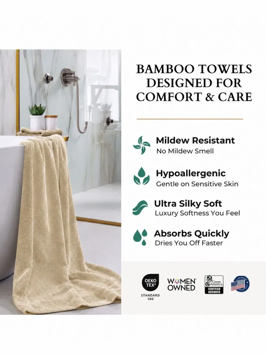 Банное полотенце из вискозы и хлопка, 94 x 178 см, Oversized BedVoyage — изображение 7 из 8, бежевый