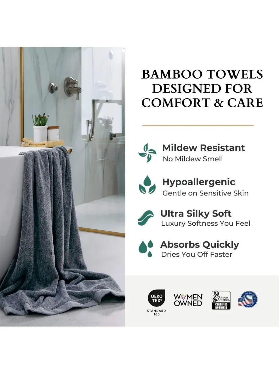 Банное полотенце из вискозы и хлопка, 94 x 178 см BedVoyage — изображение 7 из 7, темно-серый