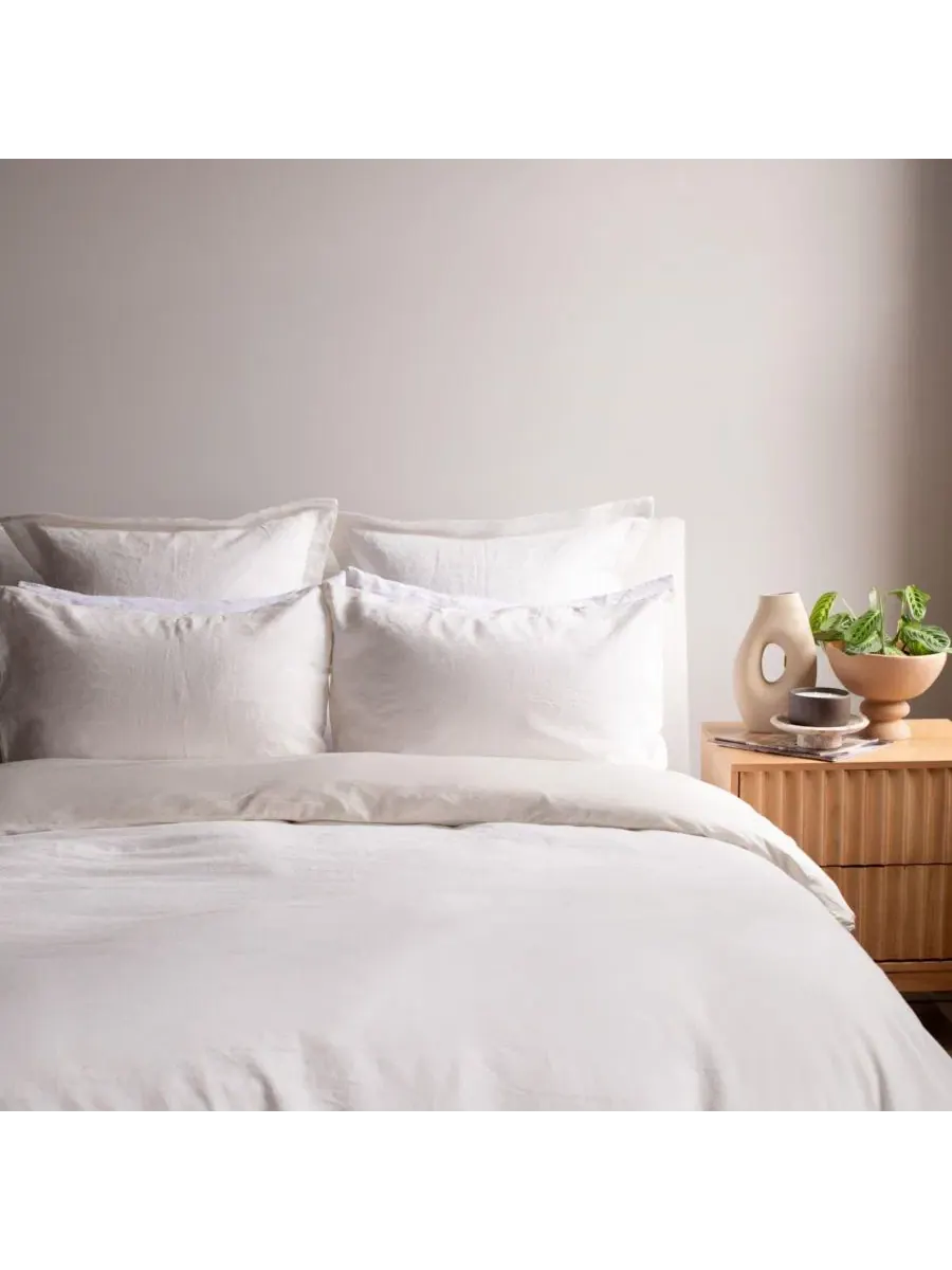Комплект пододеяльника из французского льна и хлопка с наволочкой, Twin/Twin XL Bokser Home — изображение 2 из 8, бежевый