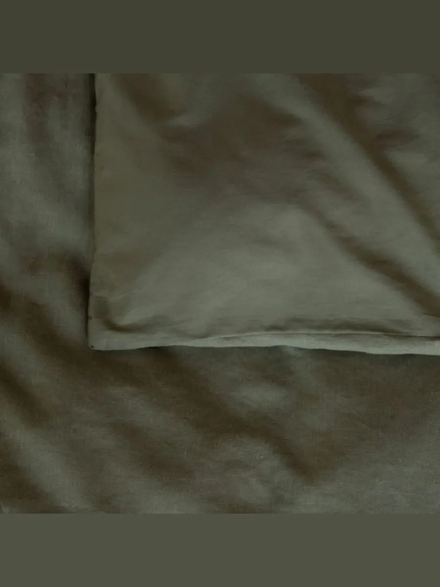 Комплект пододеяльника и наволочек из льна и хлопка, Twin/Twin XL, Moss Bokser Home — изображение 3 из 6, мох