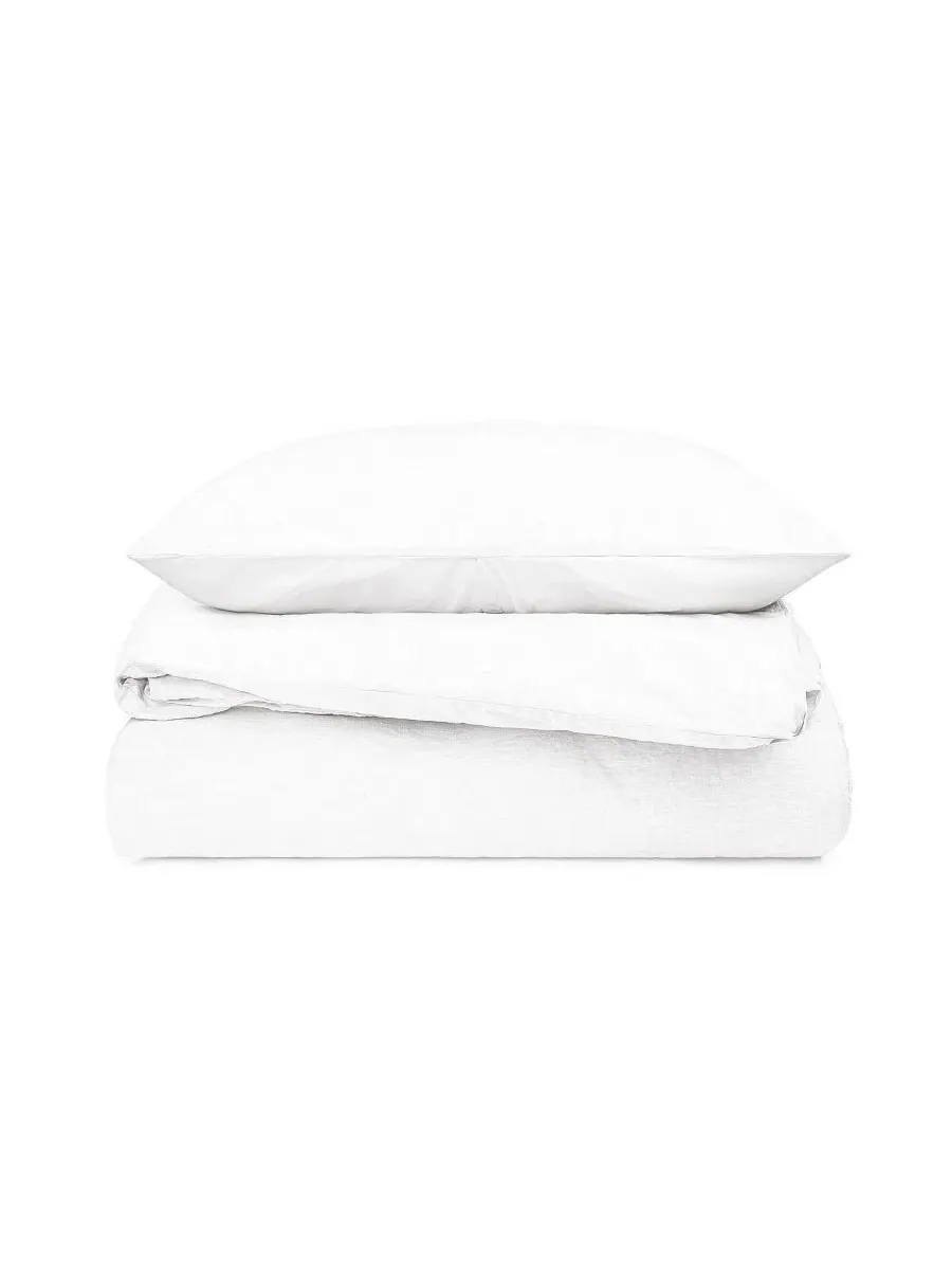 Комплект пододеяльника с наволочками French Linen and Cotton Duvet and Sham Set Bokser Home — изображение 2 из 7, белый