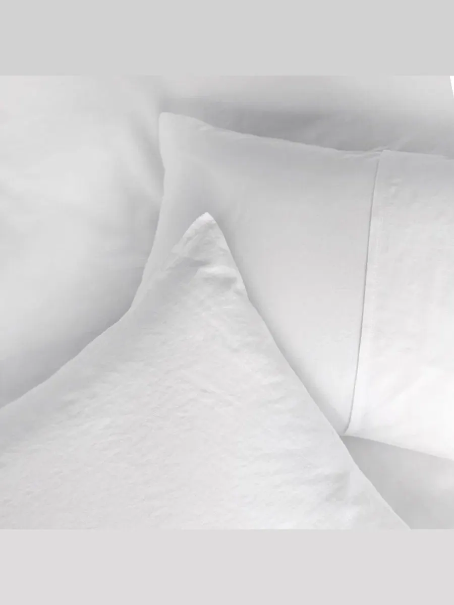 Комплект пододеяльника с наволочками French Linen and Cotton Duvet and Sham Set Bokser Home — изображение 7 из 7, белый