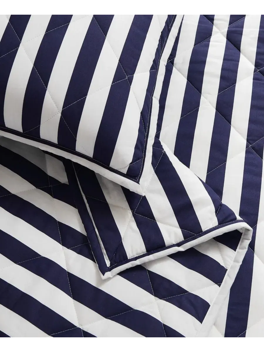 Комплект стеганого одеяла Levi Stripe Brooklyn Loom — изображение 6 из 6, белый темно-синий