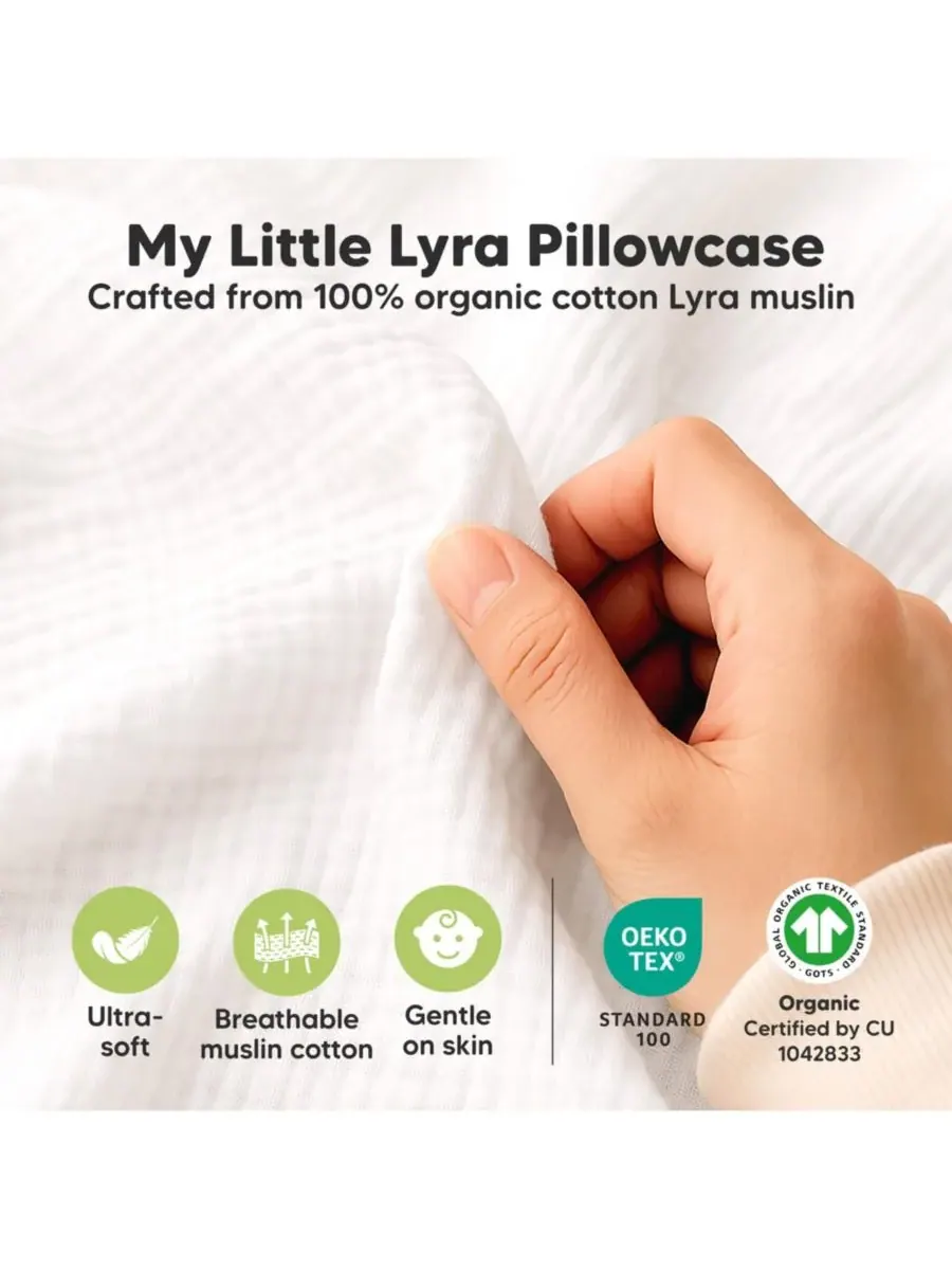 Комплект из 2 наволочек Lyra Muslin для детских подушек, размер 13x18 см, из органического — изображение 4 из 9