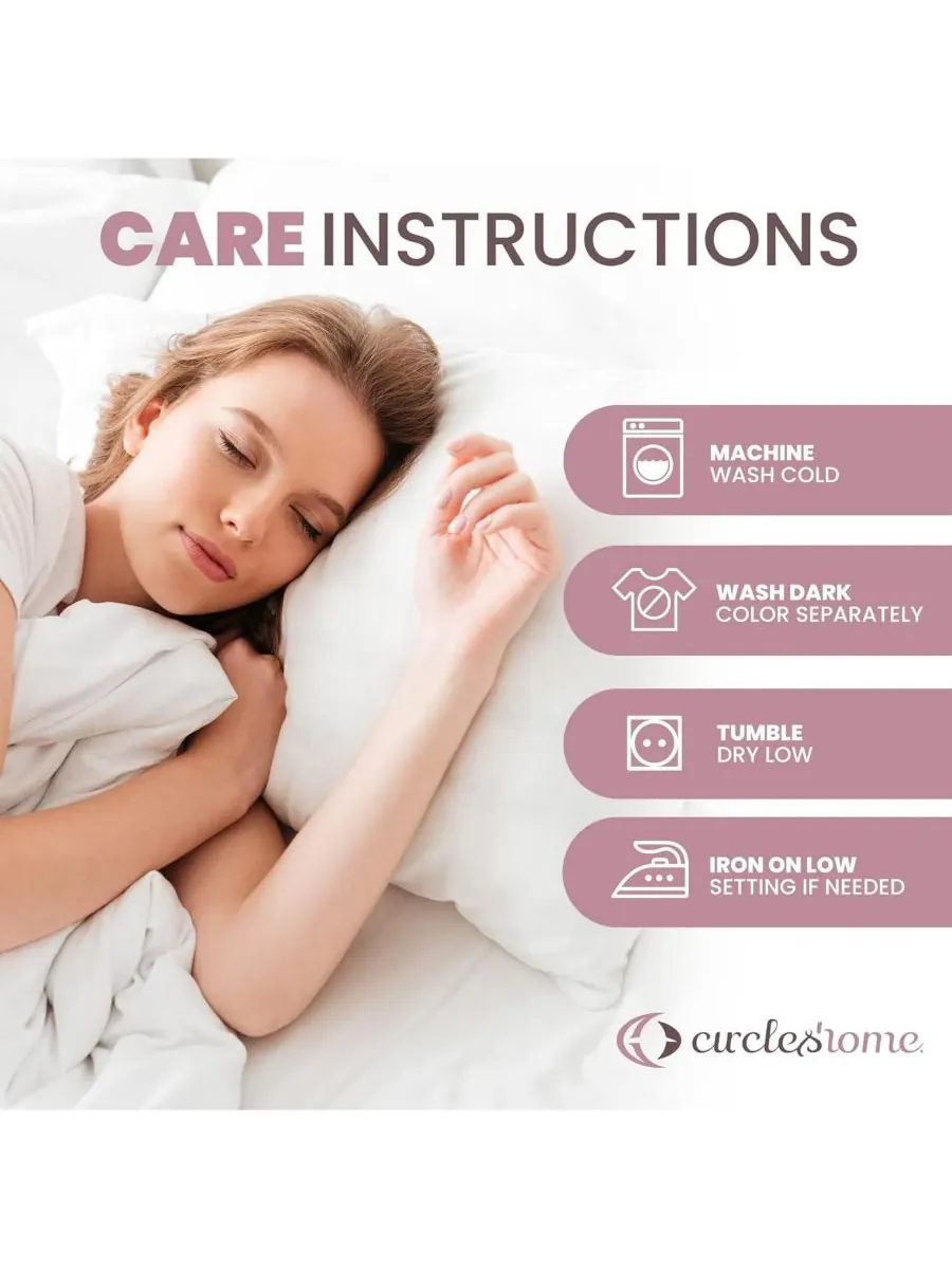 Circles Home Дышащий чехол для подушки из 100% хлопка с застежкой-молнией - белый — изображение 8 из 8