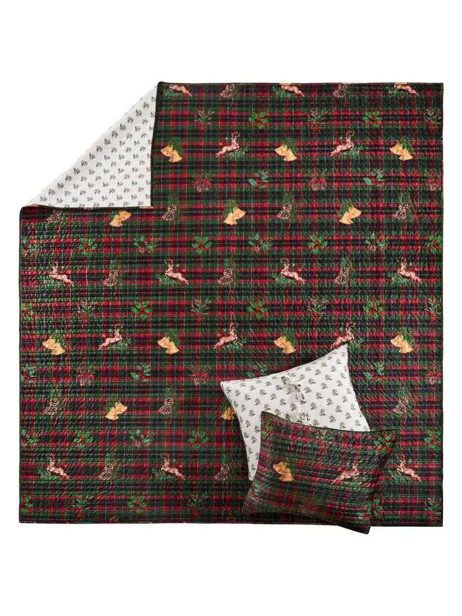 Стеганое покрывало Merry Tartan Reversible, Full/Queen Levtex Home — изображение 2 из 5, зеленый