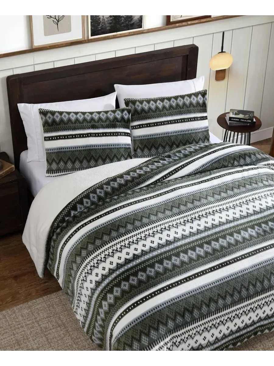 Комплект постельного белья Shelton Fair Isle Plush из 3 предметов, размер King Eddie Bauer — изображение 2 из 8, бежевый