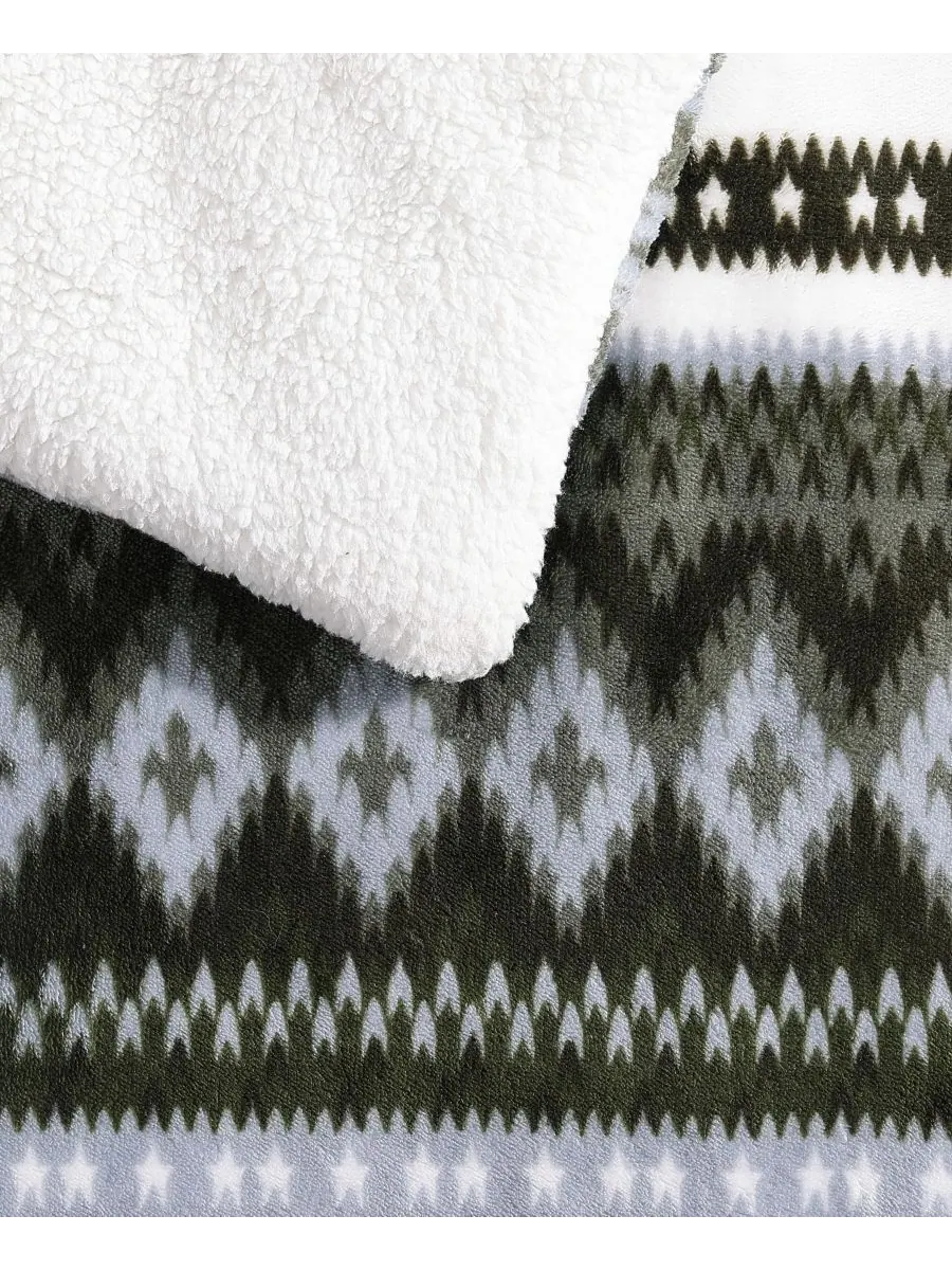 Комплект постельного белья Shelton Fair Isle Plush из 3 предметов, размер King Eddie Bauer — изображение 8 из 8, оливковый