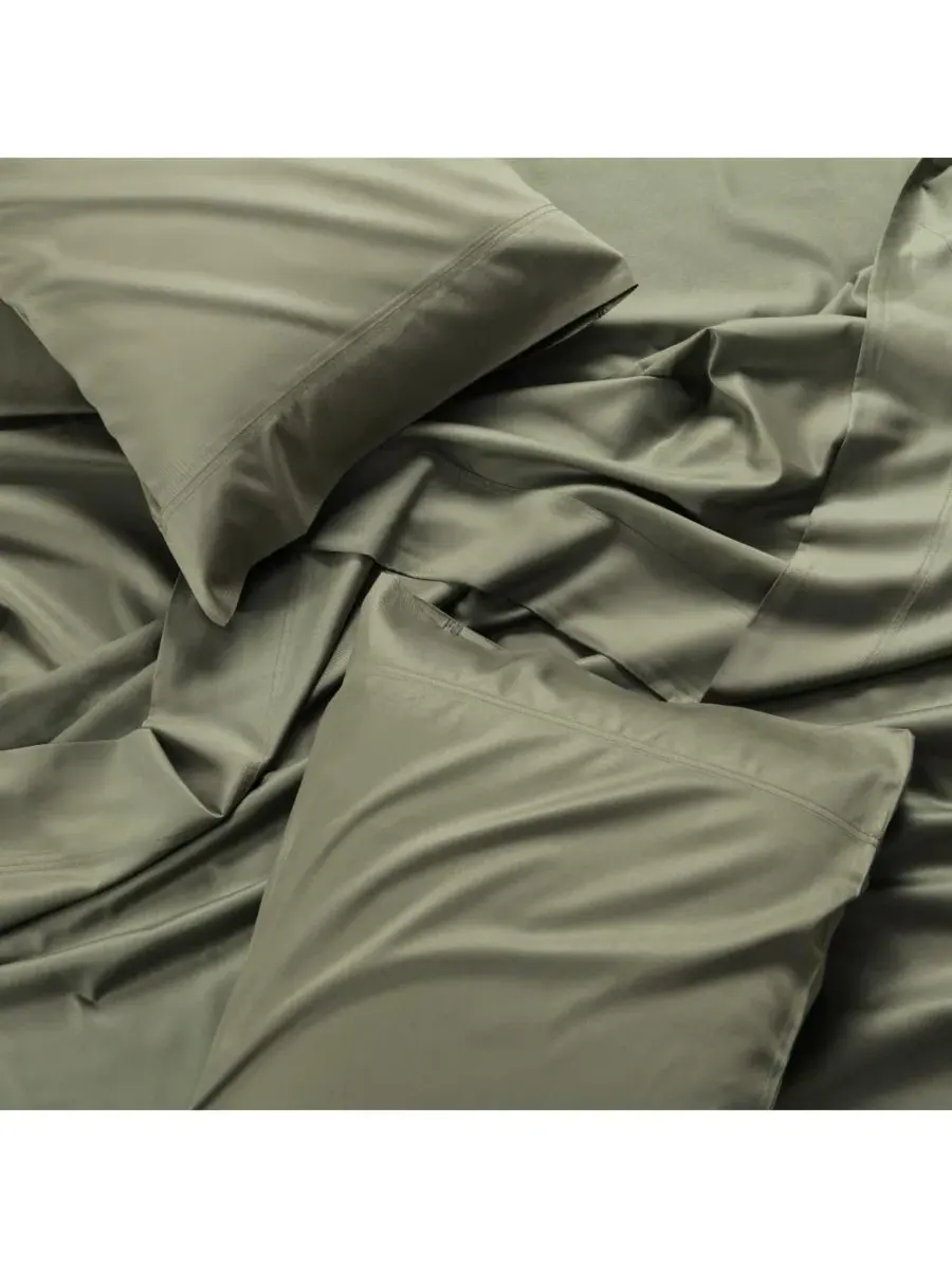 Простыня на резинке, 305x284 см, сатин, 100% египетский хлопок, 1000 нитей Egyptian Linens — изображение 3 из 3, шалфейный