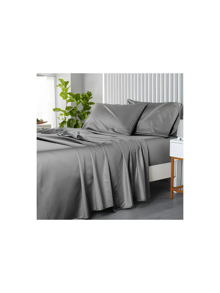 Простыня на резинке Oversized Flat Sheet 1000 TC Egyptian Cotton Egyptian Linens — изображение 3 из 4, серый