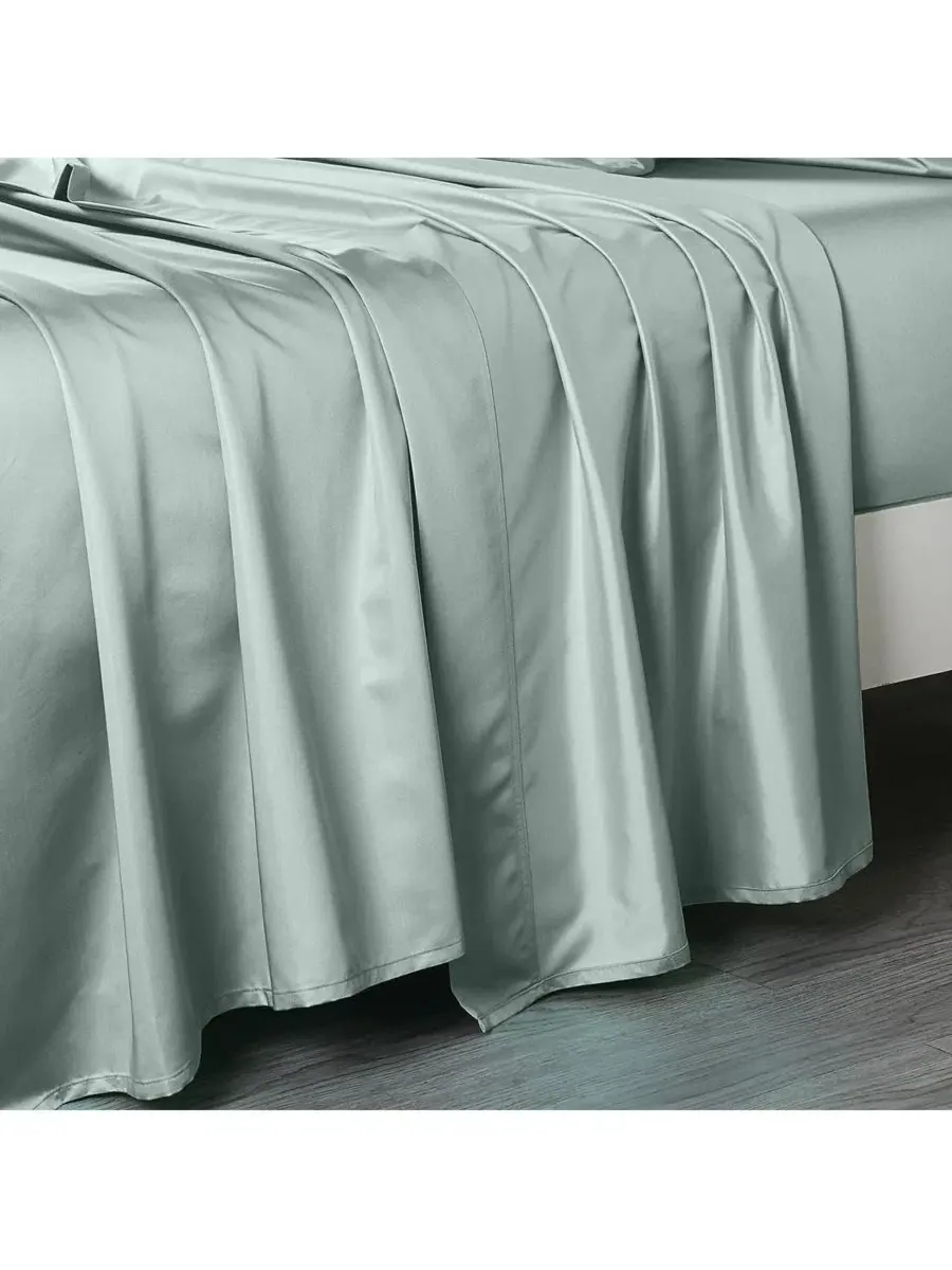 Простыня Oversized Flat Sheet из египетского хлопка сатин, 1000 нитей, 305x284 см Egyptian Linens — изображение 1 из 4, синий