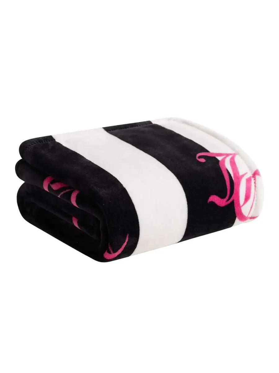 Плед Cabana Plush в полоску, размер Twin/Twin XL Juicy Couture — изображение 5 из 6, черный