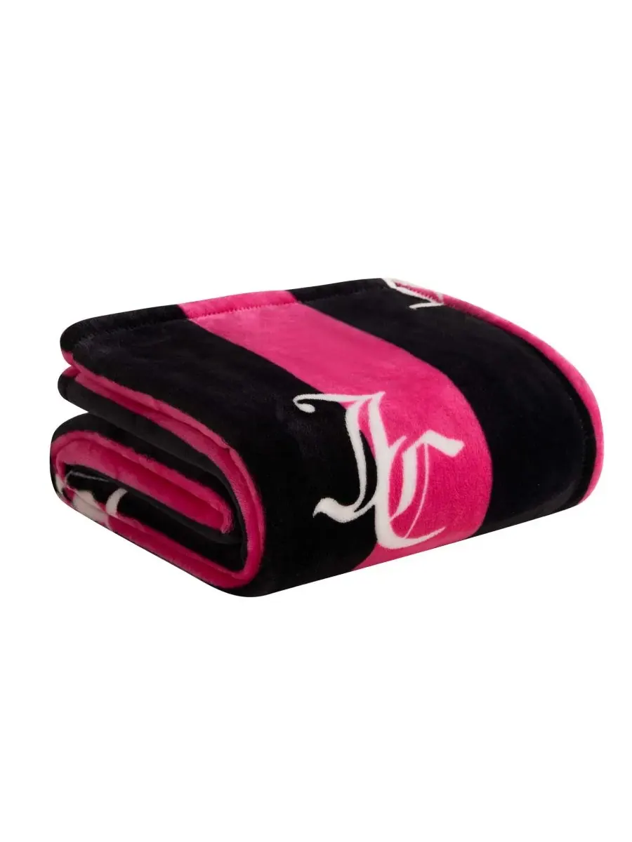 Плед Cabana Plush в полоску, размер Twin/Twin XL Juicy Couture — изображение 5 из 6, розовый