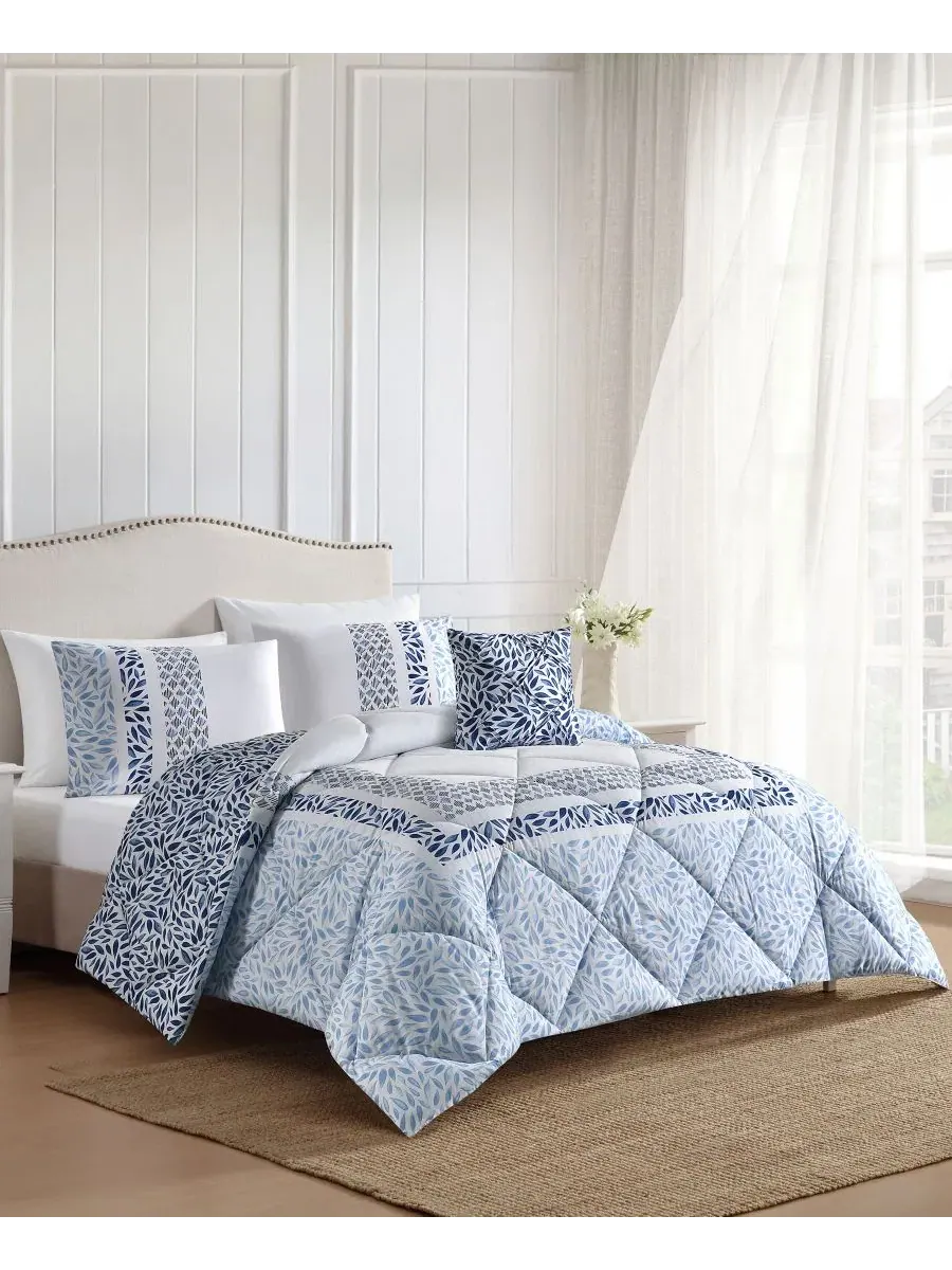 Комплект постельного белья Lenox 4 предмета, Full/Queen — изображение 3 из 10, синий