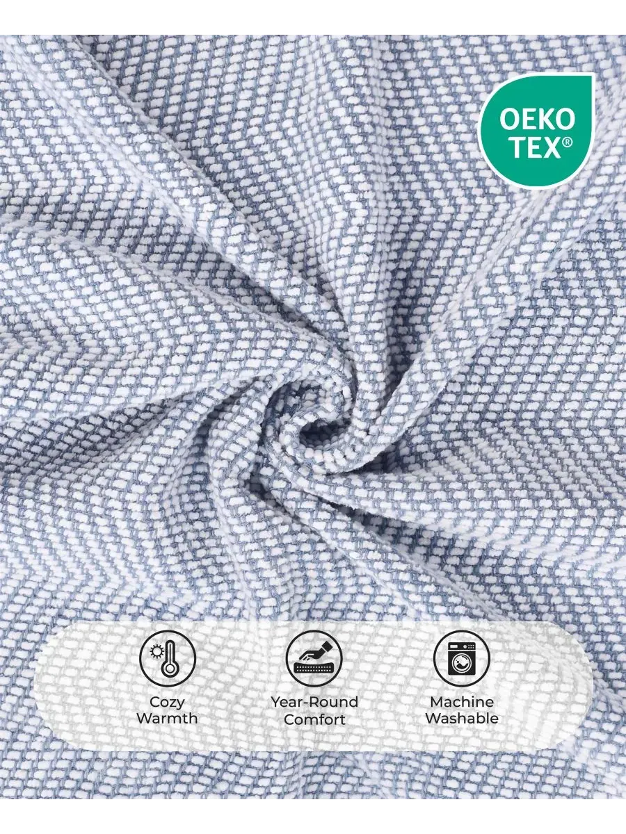 Плед из хлопка Chevron All Season Comfort Blanket Superior — изображение 3 из 8, синий