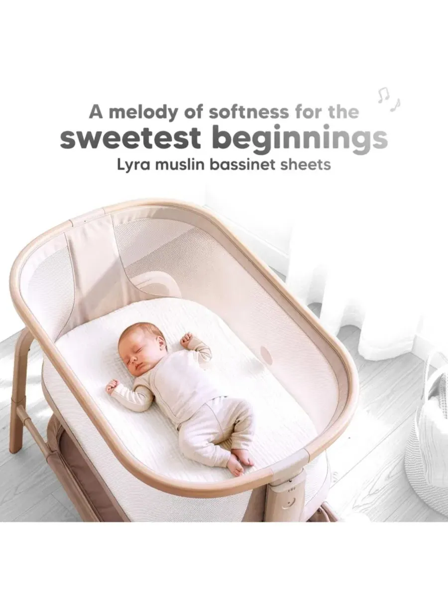 Комплект простыней для колыбели Lyra Muslin из 2 шт. KeaBabies — изображение 2 из 9, белый