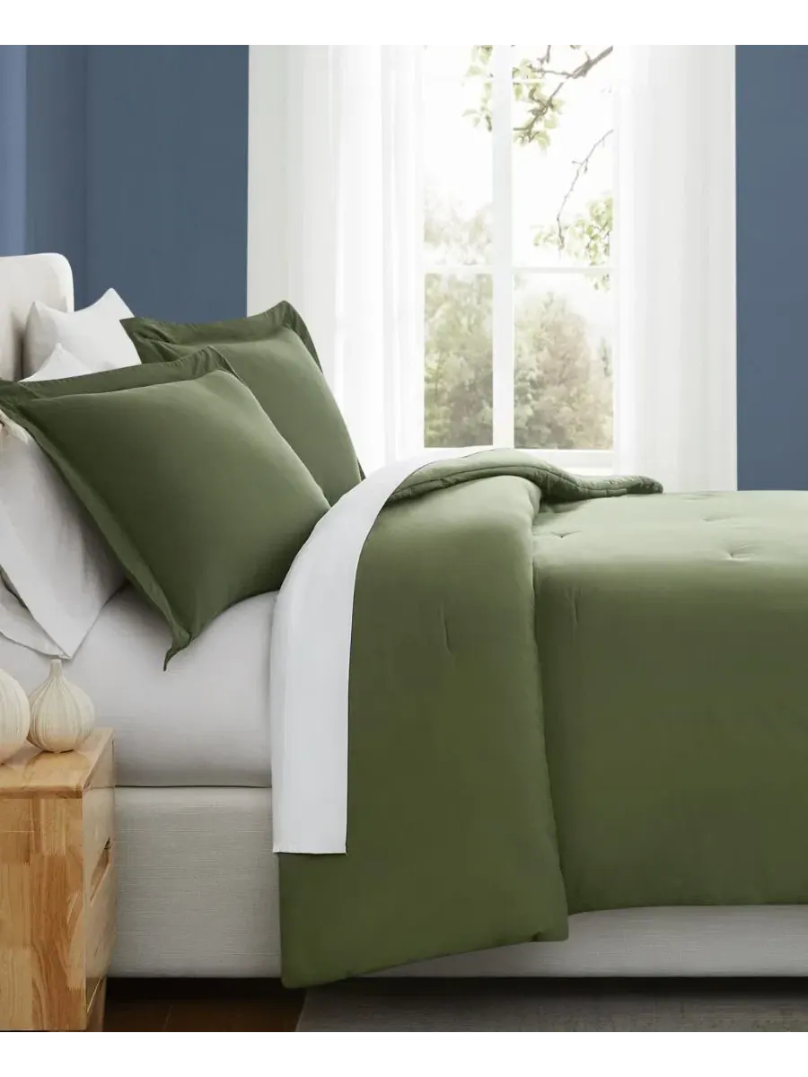 Комплект стеганого одеяла с 2 наволочками Essential Cotton Brooklyn Loom — изображение 2 из 4, зеленый